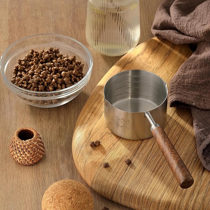 Dog Cat Food Scoop Measuring Cup, LCCOWOT Stainless Steel 1 Cup Measuring Cup, Precision Scale Measurements