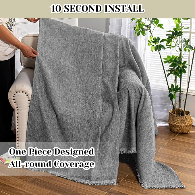MEETSKY Oversized Chair Cover Washable Recliner Chair Covers, Armchair Couch Cover Sofa Throw Cover for Single Couch, Soft Small Sofa Slipcovers for Pet, 71"x 91", Dark Grey