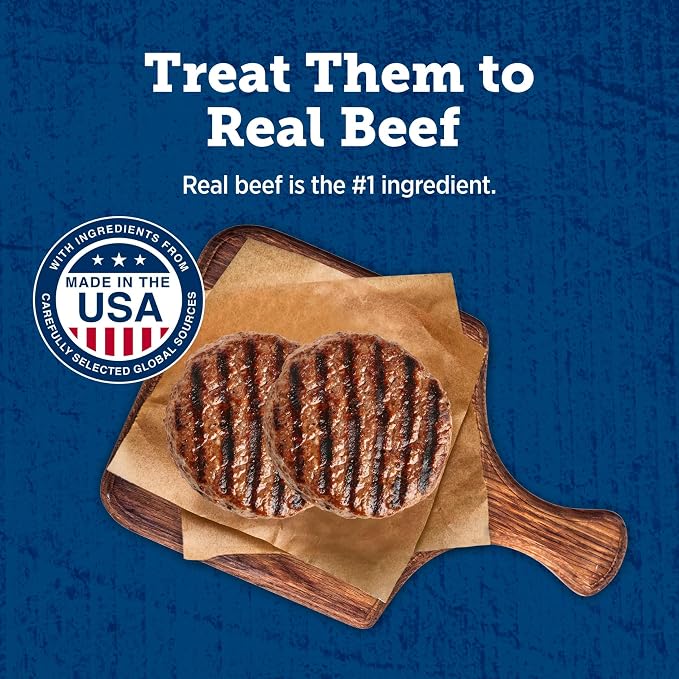 Blue Buffalo True Chews Premium Burger Recipe, Chicken-Free Natural Dog Treats, Mineral-Enhanced for Flavor, 10 oz. Bag
