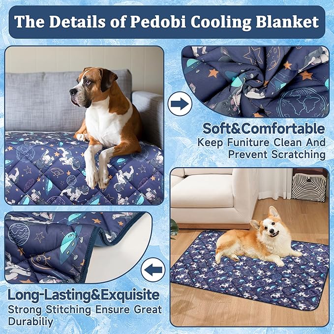 Premium Cooling Mat for Large Dogs - Washable Dog Cooling Throw Blanket，Durable Self Cool Pet Mat for Cat, Soft Summer Blanket for Hot Weather, 60''x80''