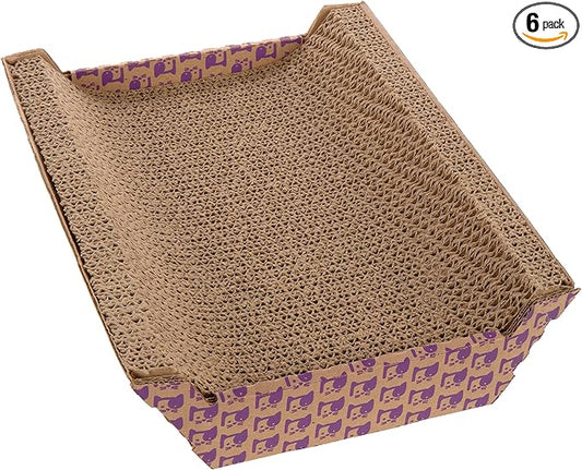 SmartyKat Super Scratcher Chaise Corrugated Cat Scratcher,Catnip Infusion Technology - Brown,One Size,(Pack of 6)