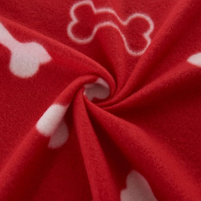 CAI TENG Pet Blanket Dog Blanket Cute Cat Fleece Blankets with Bone and Paw Print Soft Blanket for Kitten Puppy and Other Animals (Pack of 3, 47 x 47 in, Red, Black, Pink)