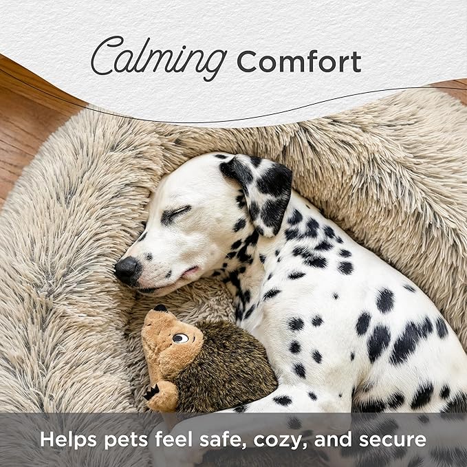 Best Friends by Sheri The Original Calming Donut Dog Bed for Large Dogs up to 100 lbs, Shag Faux Fur, Lavender, 36" x 36"