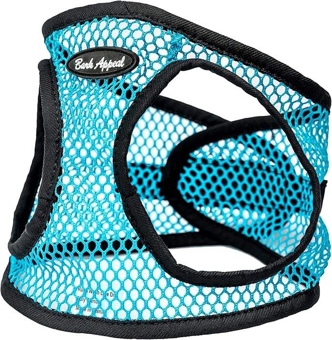 Bark Appeal Netted Step-in Dog Harness for All Sized Pets – Updated Sizing, Re-Measuring is Essential – Soft Netted Mesh – Adjustable Strap & Heavy Duty Clip – S (13.5-15.5” Chest), Teal Textured