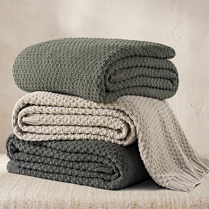 EVERGRACEHOME Chunky Chenille Knit Throw Blanket for Couch, Soft Luxurious Oversized Queen Moss Stitch Blanket for Bed, Cozy Farmhouse Knitted Throw for Sofa, Warm Gray, 90" x 90"