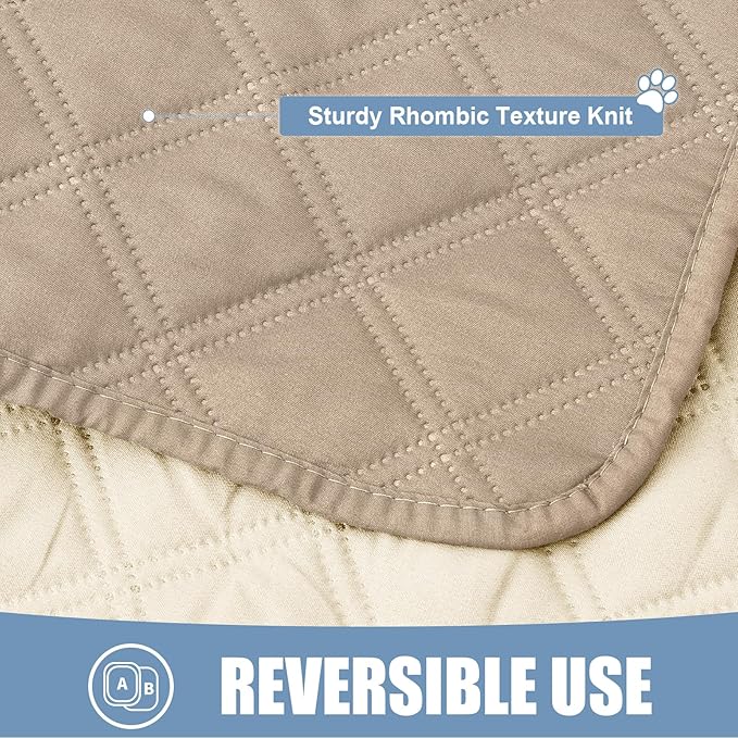 Smiry Waterproof Couch Covers for Dogs Washable, Reversible Pet Couch Covers for 3 Cushion Sofa Pet Friendly, Soft Sofa Furniture Protector for Dogs Cat Kids, Checkered (40"x95", Taupe/Beige)