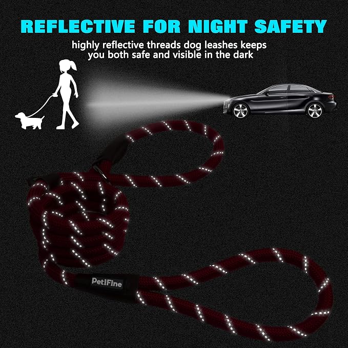 PetiFine Slip Lead Dog Leash,6FT x 1/2" Reflective Durable Dog Training Leash, Heavy Duty Adjustable Nylon Dog Rope Lead for Small Medium Large Dogs (Red)