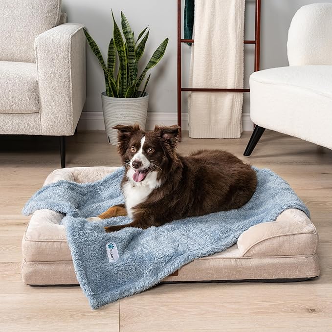 PETAMI Fluffy Fleece CAT and Dog Throw Blanket, Blue, Medium