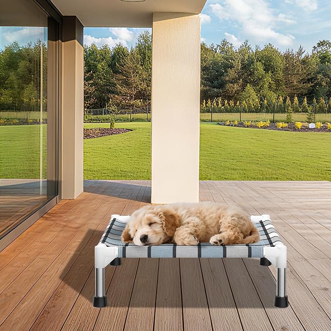 Caghash Elevated Outdoor Raised Dog Bed Outdoor Dogs Bed Lifted Pet Bed Dog Cot for Pet Taste Life, Start with A Pet Bed 20'' x 20'' x 6.5''