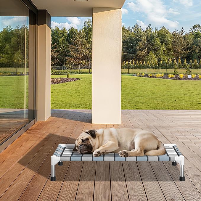 Caghash Elevated Outdoor Raised Dog Bed Outdoor Dogs Bed Lifted Pet Bed Dog Cot for Medium Pet Taste Life, Start with A Pet Bed 34'' x 20'' x 6.5''