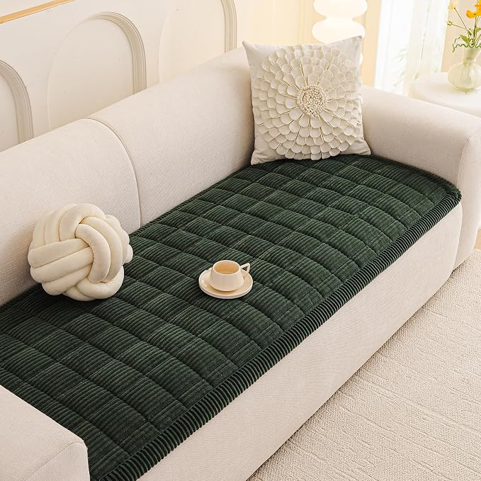 MEETSKY Couch Cover for 3 Cushion Couch Sofa, Sofa Covers for Dogs Washable, Non-Slip Sofa Protector Pet Friendly Dog Mats for Couches Soft Furniture Covers, 27.6" x 82.7", Moss Green