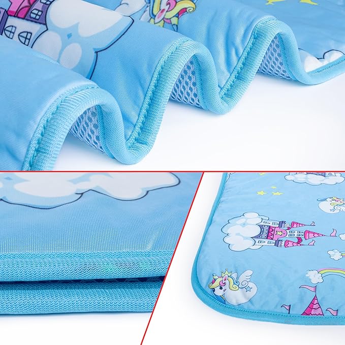 NACOCO Summer Pet Cooling Mat - Cat Dog Cushion Pad Sleeping Cool Castle Comfortable Soft for Pets Kids and Adults (Blue Castle, M)