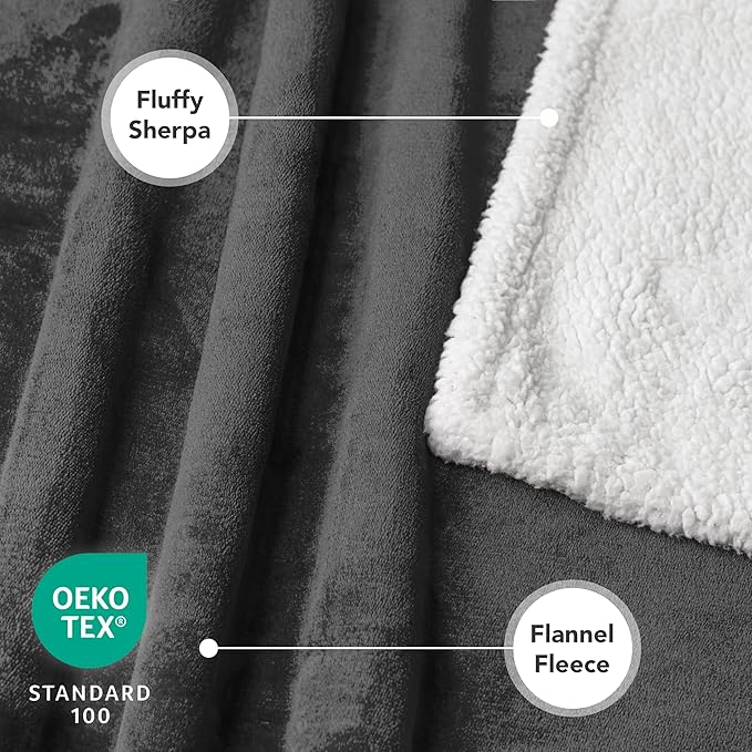 PetAmi Waterproof Dog Blanket for Couch, Extra Large 80x60, Pee Proof Sherpa Fleece Reversible Pet Throw, Furniture Protector for Bed Sofa Crate Kennel, Soft Washable Cover for Dog Cat, Grey