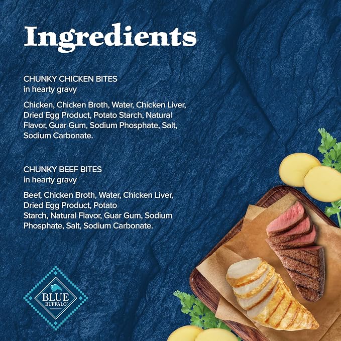 Blue Buffalo Wilderness Trail Toppers Wild Cuts Chicken & Beef Variety Pack, Natural Wet Dog Food Made with Natural Ingredients, Protein-Rich & Grain-Free Recipes, 3-oz. Each (12 Pouches)