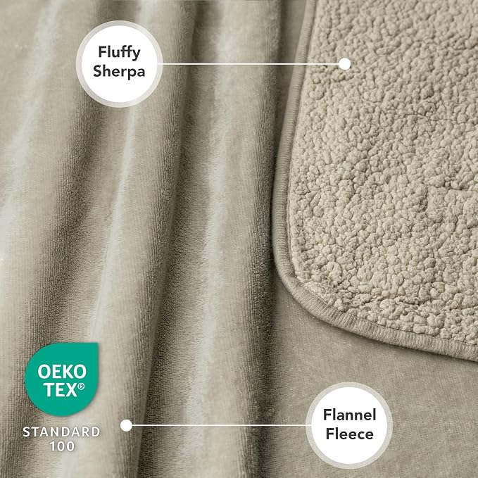 PetAmi Premium Waterproof Dog Blanket for Large Dogs, Reversible Sherpa & Flannel Fleece, Leakproof Pet Throw for Couch Protection, Soft Plush Furniture Protector for Cats, Washable, 60x80 Taupe