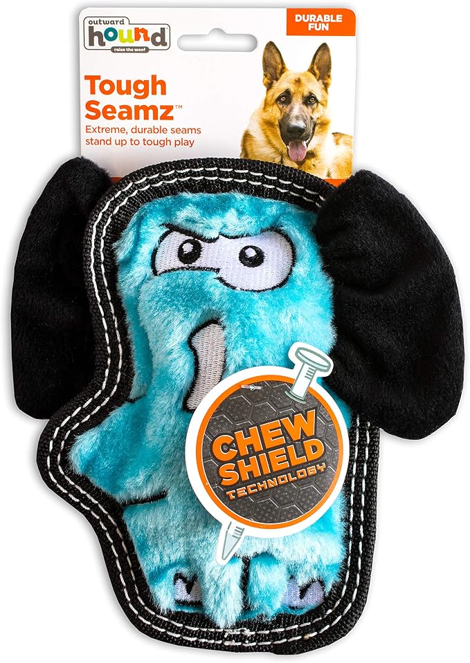 Outward Hound Tough Seamz Elephant Plush Dog Toy, Small