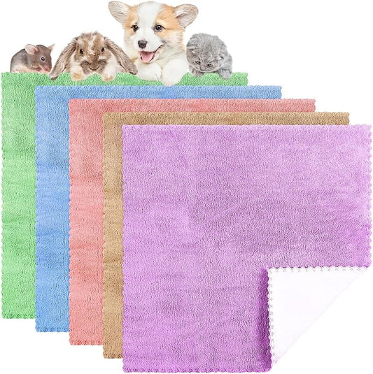 SmoothNovelty 5 Pcs Waterproof Guinea Pig Blankets Washable Small Animal Pee Pad Pet Blanket Sleep Bedding Mats Absorbent Guinea Pig Cage Liner Reusable Pet Sleep Pad(Colorful,12" X 12",Classic)