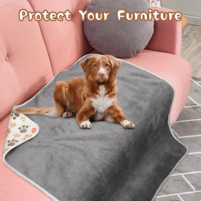 YUEPET Waterproof Dog Blankets, 2 Pack Washable Dog Blankets for Bed Couch Sofa Protector Fleece Flannel Puppy Blanket Soft Plush Reversible Throw Blanket for Medium Large Dogs 40"×30"(White+Coffee)