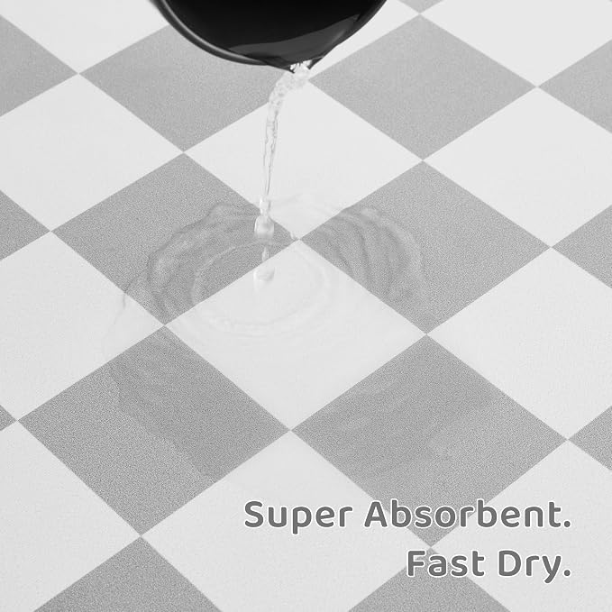 Checkered Dog Feeding Mat, Absorbent Mats for Dog Food and Water Bowl, Dispenser, Retro Modern Aesthetic Preppy Grey Checkerboard Pet Placemat for Dogs, Cats, Puppy Accessories, 12" X19”