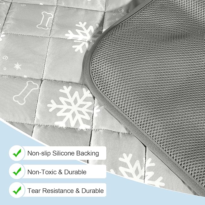 RIOGOO Dog Cooling Mat,Dog Blanket Washable,Cool Fabric & Internal Waterproof Cooling Pad (Grey, X-Large (40x30 inch))