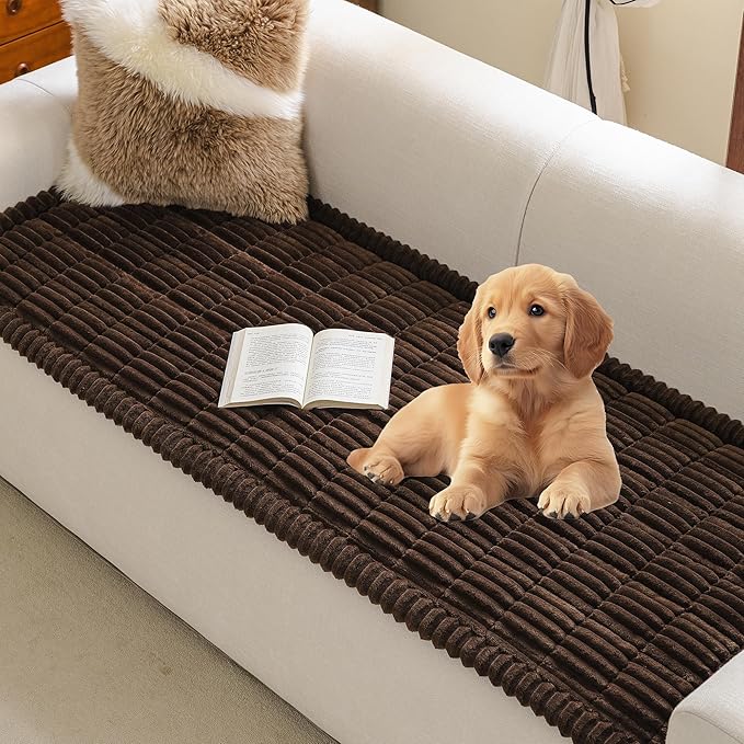 MYSKY HOME Couch Covers for 3 Cushion Sofa Pet Friendly, Couch Cover for Dogs, Sofa Covers for Pets Washable, Soft Non-Slip Sofa Slipcovers Furniture Protector Covers, Chococlate, 27.6" x 70.9"