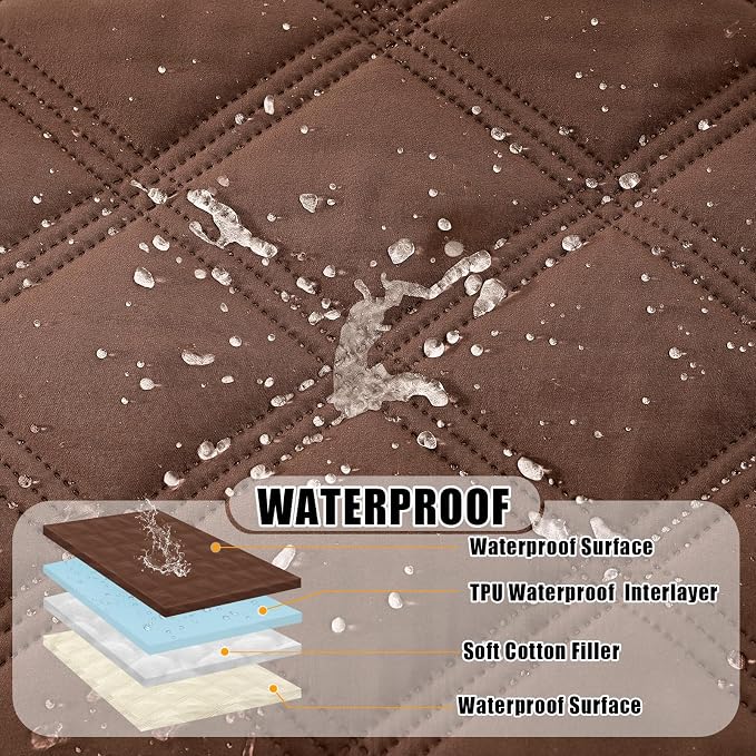 Smiry Waterproof Dog Bed Cover Blanket 40x70, Soft Reversible Pet Blanket, Washable Leakproof Cats Dogs Couch Cover for Sofa, Couch, Furniture, Brown/Beige