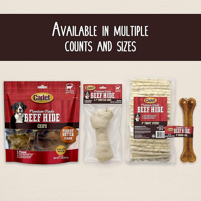 Cadet Stuffed Shin Bone, Long-Lasting Dog Chew Bones for Aggressive Chewers, High-Protein Filled Bone Dental Chew for-Dogs, Bacon & Cheese Flavor Filling, 5-6" for Large Dogs (Pack of 2)