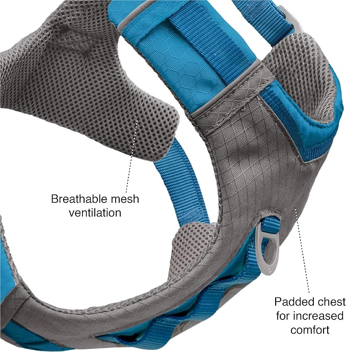 Kurgo Journey Air Dog Harness - Secure Fit for Active Dogs - Padded Chest - Lightweight Ripstop Fabric - Breathable Mesh - Reflective Trim - Back Assist Handle - Orange - Small
