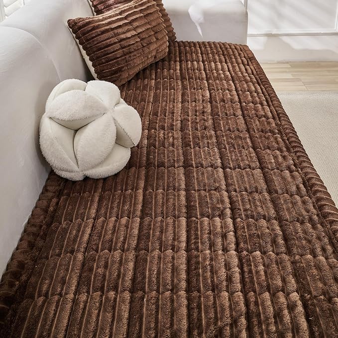Mivnue Pet Couch Cover, Couch Covers for Dogs, Washable Dog Sofa Covers Couch Protector, Fuzzy Non Slip Couch Slipcover Pet Friendly (Dark Brown, 27.6" x 59.1")