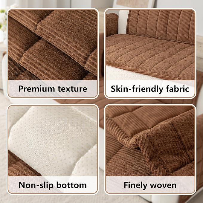 Premium Washable Couch Cover for Dogs, Non Slip Sectional Sofa Protector for L Shape Couch,Dog Couch Cover for Waterproof(1PC/27.6"x70.9",Brown)
