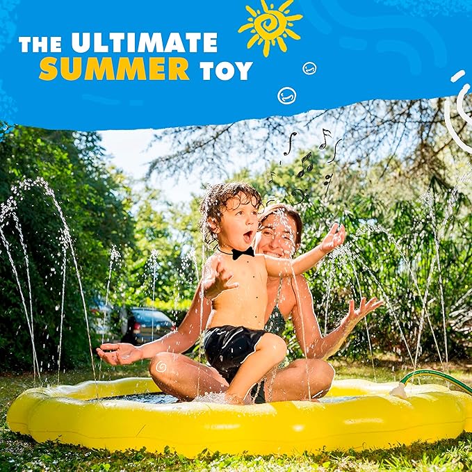 SplashEZ Splash Pad Sprinkler for Kids, Outdoor Water Play Mat, Backyard Sprinkler Pool for Toddlers, Babies & Kids - Solar System, 60 in