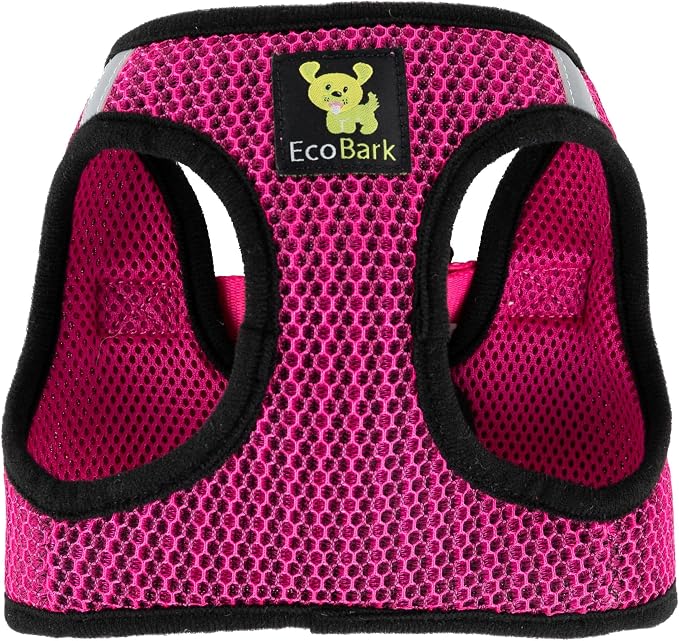 EcoBark Step in Dog Harness - Luxury Soft Mesh Dog Harnesses for Dogs Under 19 lbs - Reflective Body Halter Vest (Fuchsia Pink, Large)