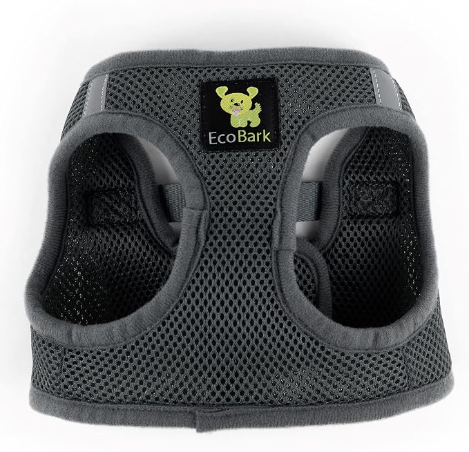 EcoBark Premium Step in Dog Harness - Luxury Soft Padded Mesh Dog Harness (Large, Gray)