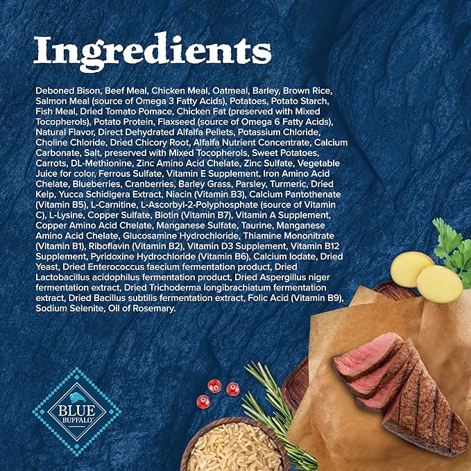 Blue Buffalo Wilderness Rocky Mountain Recipe with Bison High Protein & Wholesome Grains Dry Dog Food for Adult Dogs, 30% Protein, Supports Immunity with Antioxidant-Rich LifeSource Bits, 22 lbs.
