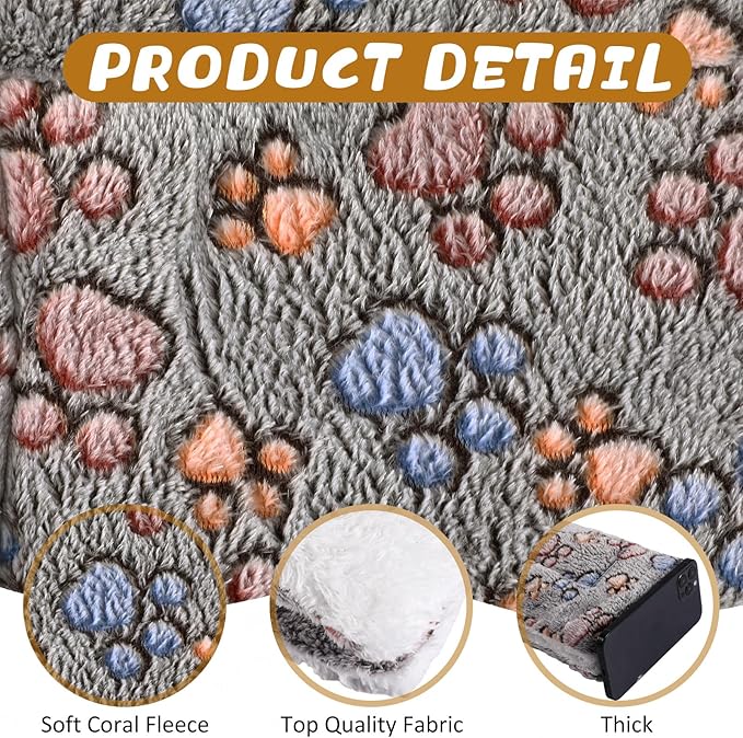 Tuanse 4 Pack Ultra Soft Dog Cat Bed Mat Small Animal Guinea Pig Bed with Cute Print Reversible Fleece Dog Crate Kennel Pad Cozy Washable Thickened Hamster Pet Beds Mat(23 x 18 Inches,Gray)