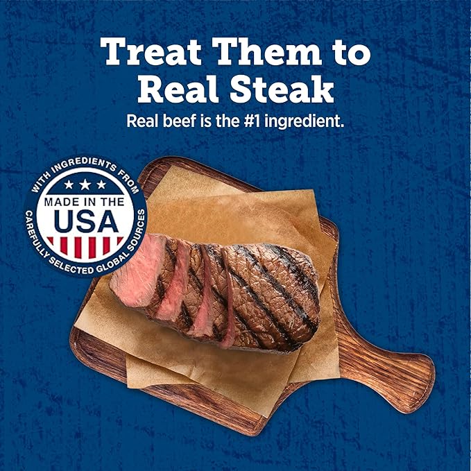 Blue Buffalo True Chews Beef Premium Jerky Cuts Natural Dog Treats, Chicken-Free Dog Snacks, Healthy Reward or Training Treat, Made in the USA with Real Steak & Natural Ingredients, 30 oz.