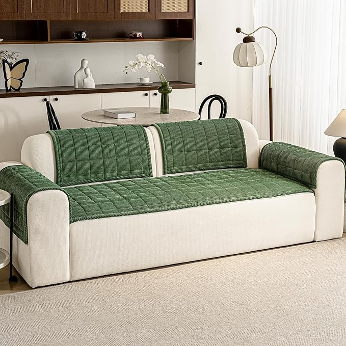 Couch Covers for Dogs Washable, Non Slip Couch Covers for Loveseat Sofa Pet Friendly, Soft Fuzzy Sofa Covers for Pet, Dog Couch Cover Furniture Protector(1PC,Green,27.6"x27.6")