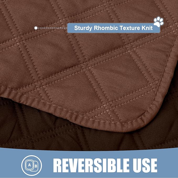 Smiry Waterproof Couch Covers for Dogs Washable, Reversible Pet Couch Covers for 3 Cushion Sofa Pet Friendly, Soft Sofa Furniture Protector for Dogs Cat Kids, Checkered (30"x60", Brown/Chocolate)