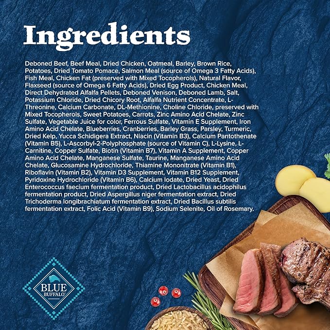Blue Buffalo Wilderness Rocky Mountain Recipe Adult Dry Dog Food with Red Meat & Wholesome Grains, 34g Protein, Vibrant Energy for an Active Life, Made with Natural Ingredients, 24 lbs.
