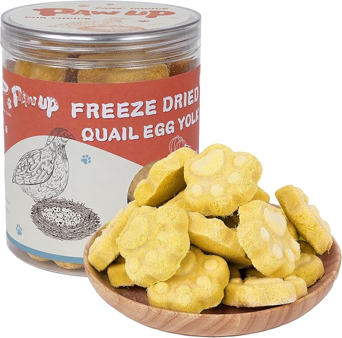 PAWUP Freeze Dried Cat & Dog Treats, Natural Quail Egg Yolk, High Fiber Pumpkin Added, High-Protein Pet Snacks for Coat & Gut Health, 3.5 oz
