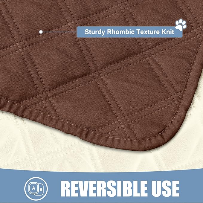 Smiry Waterproof Dog Bed Cover Pet Blanket, Soft Washable Dog Blanket for Furniture Bed Couch Sofa Reversible, Checkered (30"x53", Brown/Beige)