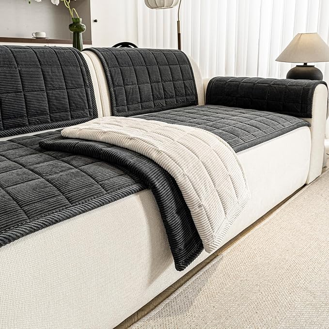 Couch Covers for Dogs Washable, Non Slip Couch Covers for Loveseat Sofa Pet Friendly, Soft Fuzzy Sofa Covers for Pet, Dog Couch Cover Furniture Protector(1PC,Dark Grey,27.6"x94.5")