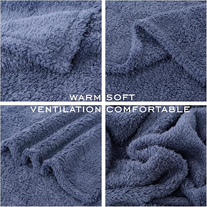 2 Blankets, Dog Cat Pet Blanket, Soft Warm Fleece, for Puppy, Small Dogs or Kitten, Cats, Plush Fuzzy Blanket for Bed, Sofa, Travel (40" x 32", 2/Pack, Dark Gray+Navy Blue)