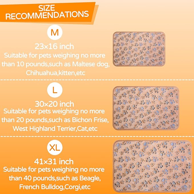 1 Pack 3 Blankets Premium Soft Fluffy Pet Flannel Blanket, Paw Printed Throw for Dogs, Cats and Puppies (Cute Paw Set, 23×16 inch, Pack of 3)