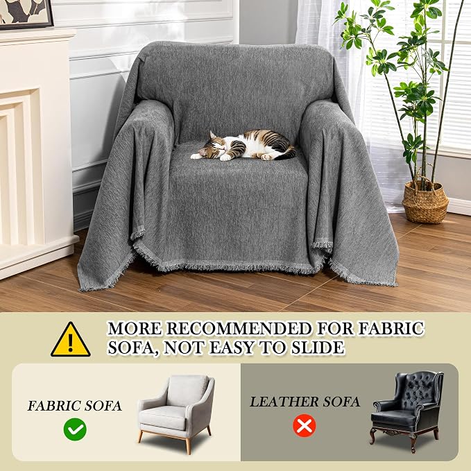 MEETSKY Oversized Chair Cover Washable Recliner Chair Covers, Armchair Couch Cover Sofa Throw Cover for Single Couch, Soft Small Sofa Slipcovers for Pet, 71"x 91", Dark Grey