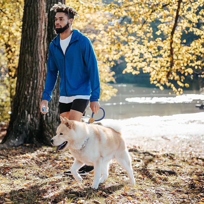 Mile High Life Short Leash for Large Dogs, Short Dog Rope Leash with Heavy Duty Metal Sturdy Clasp, Genuine Leather Tailored Connection(Blue, 18 Inch)