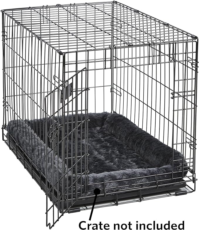MidWest Homes for Pets QuietTime XS Dog Bed - Gray Faux Fur Bolster, Ultra-Soft and Machine Washable, Fits 22-Inch Crates and Carriers, for Small Dogs and Cats