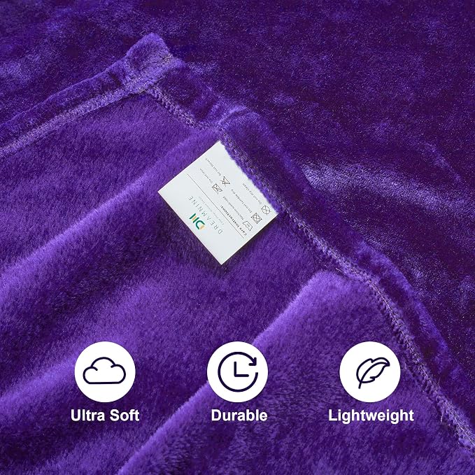 DREAMNINE Extra Large Fleece Blanket, Soft Comfy Fluffy Bed Blankets Queen Size 90" x 90",Luxury Decorative Fuzzy Blanket for Bedroom,Big Cozy Shaggy Warm Flannel Blankets for Winter Autumn Pet,Purple