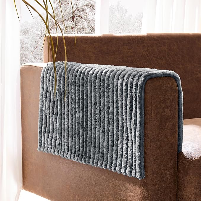 100% Waterproof Couch Arm Covers 2pcs, Fuzzy Chair Arm Covers Thick Soft Recliner Chair Armrest Protectors, Non-Slip Couch Armrest Cover Pet mats for Sofa (Titanium Gray, 22" x 22" 2 Pack)