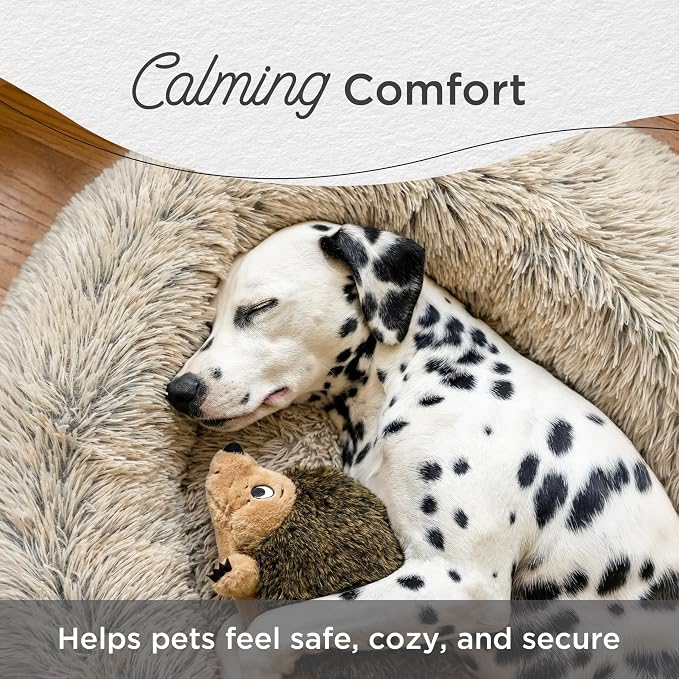 Best Friends by Sheri The Original Calming Donut Dog Bed for Extra-Large Dogs up to 150 lbs, Shag Faux Fur, Frost Gray, 45" x 45"